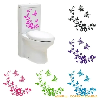 Dekorativní nálepka "Motýli a květina" / A-000827 / DOPRAVA ZDARMA