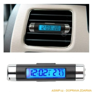 Digitální LCD autohodiny s teploměrem / A-000416 / DOPRAVA ZDARMA