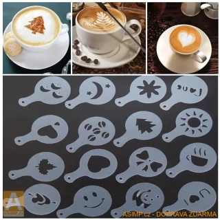Dekorační šablony na kávu (16 ks) / A-001316 / DOPRAVAVA ZDARMA
