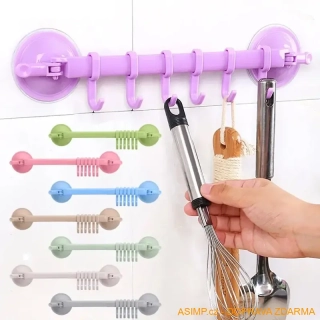 Nástěnný přísavkový držák s háčky / A-001977 / DOPRAVA ZDARMA