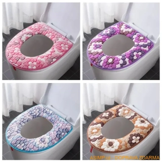 Květovaný teplý potah na záchodové prkénko / A-000746 / DOPRAVA ZDARMA